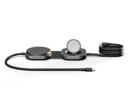 Ładowarka i akumulator Zens Ładowarka indukcyjna 2w1 Pro 3 Qi2 15W USB-C/USB-C czarny